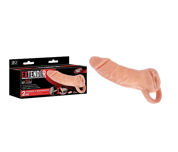 Manson Pentru Penis + Masturbator Vagin Extendor, Natural, 18.5 Cm