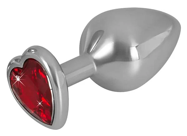 Dop Anal Cu Bijuterie Diamond Medium, Metalic+rosu, 8 Cm
