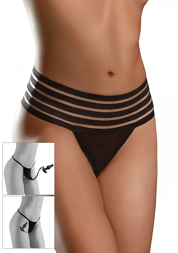 Chilotei Decupati Intim Cu Vibratii Crotchless Love Garter, Negru, S-l
