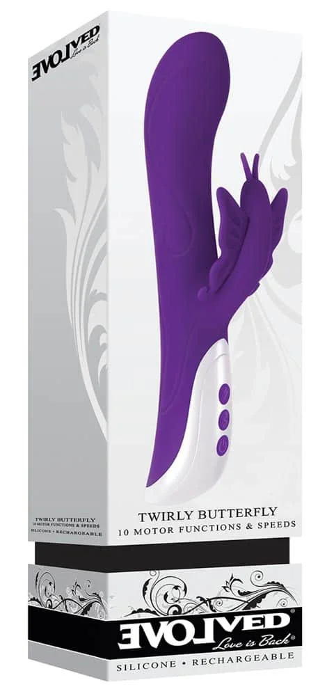Vibrator Twirly Butterfly, Mov, 23.5 Cm