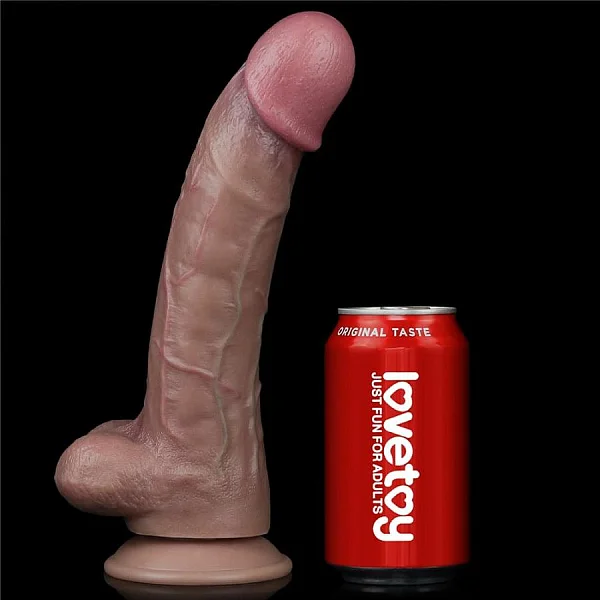 Dildo Clasic Din Silicon Dublu-stratificat Platinum, Brun, 26.5 Cm