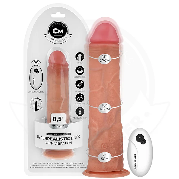 Vibrator Realist Cock Miller Cu Ventuza Si Telecomanda, 21.5 Cm