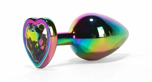 Dop Anal Cu Bijuterie Secret Shine Metal Rainbowheart M, Multicolor, 8 Cm