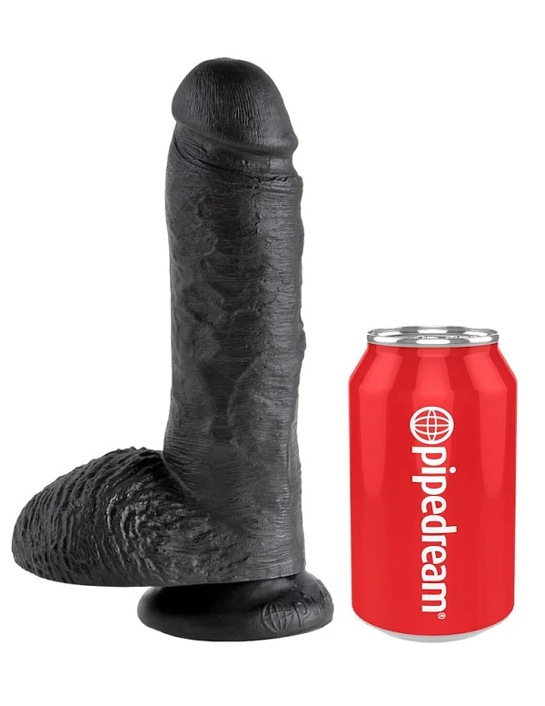 Dildo Clasic Cu Testicule King Cock, Negru, 20.3 Cm