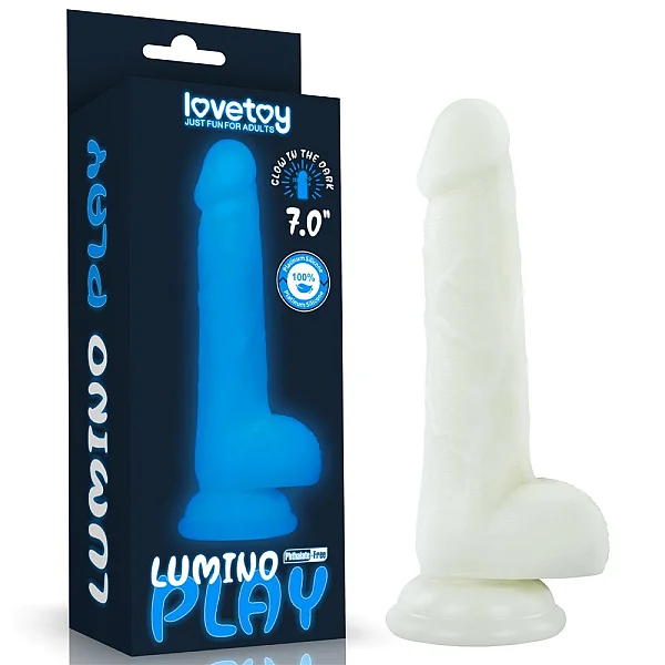 Dildo Fantezie Fosforescent Lumino Play, Alb, 17.5 Cm
