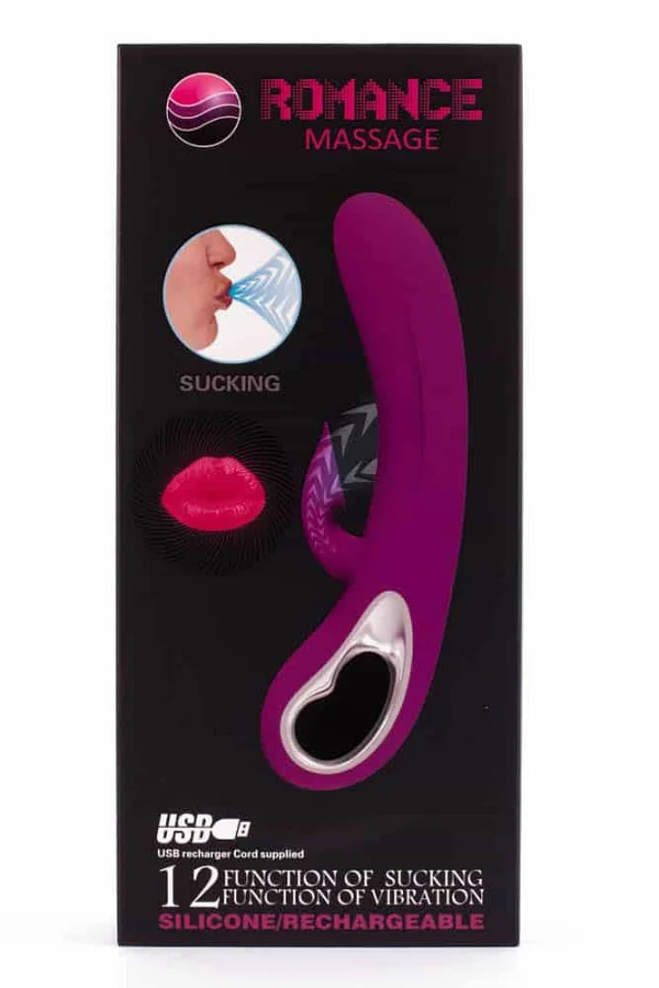 Vibrator Cu Functie De Suctiune Romance Massage, Violet, 19 Cm