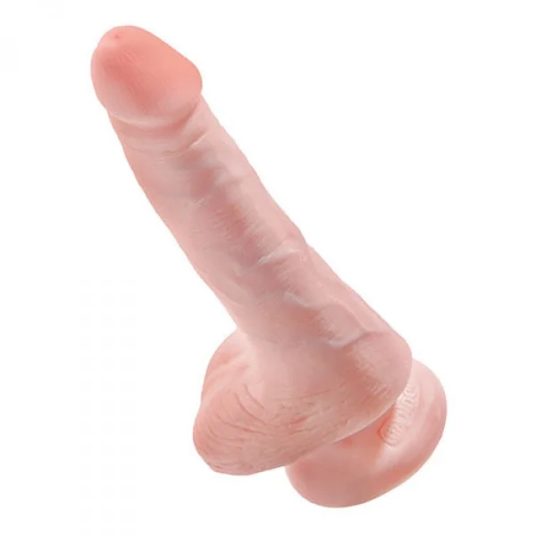 Dildo Clasic Cu Testicule King Cock, Natural, 15 Cm