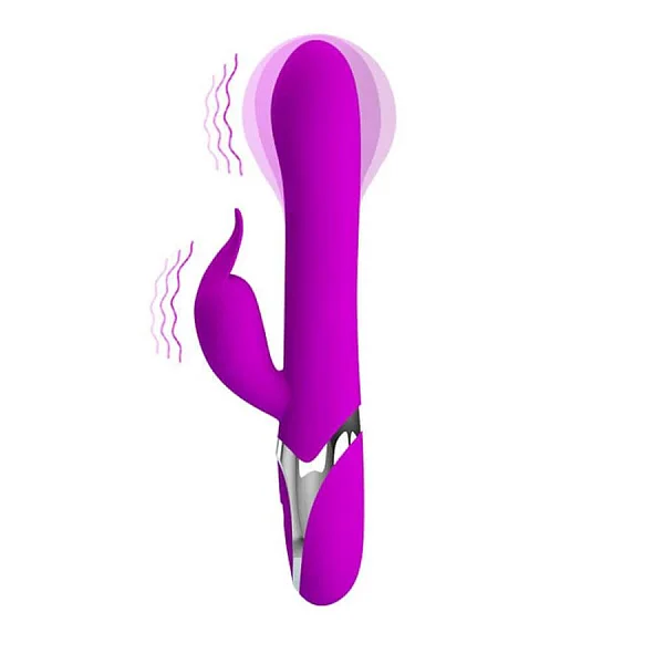 Vibrator Rabbit Cu Cap Gonflabil Neil, Mov, 23 Cm