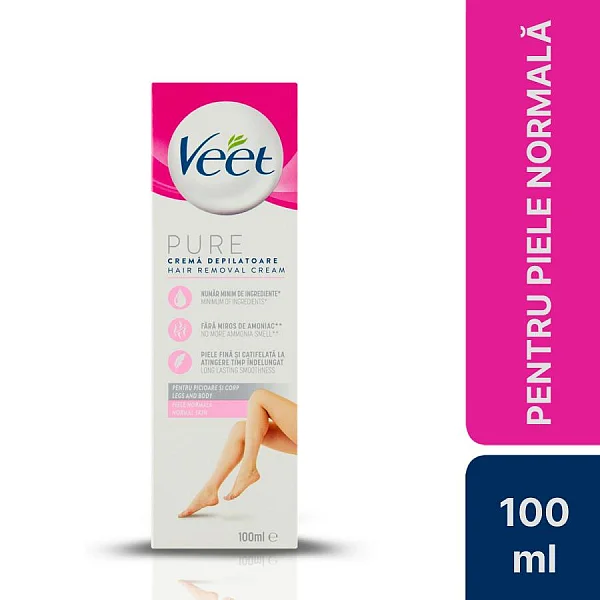 Crema Depilatoare Veet Cu Lapte De Lotus Pentru Piele Normala, 100 Ml