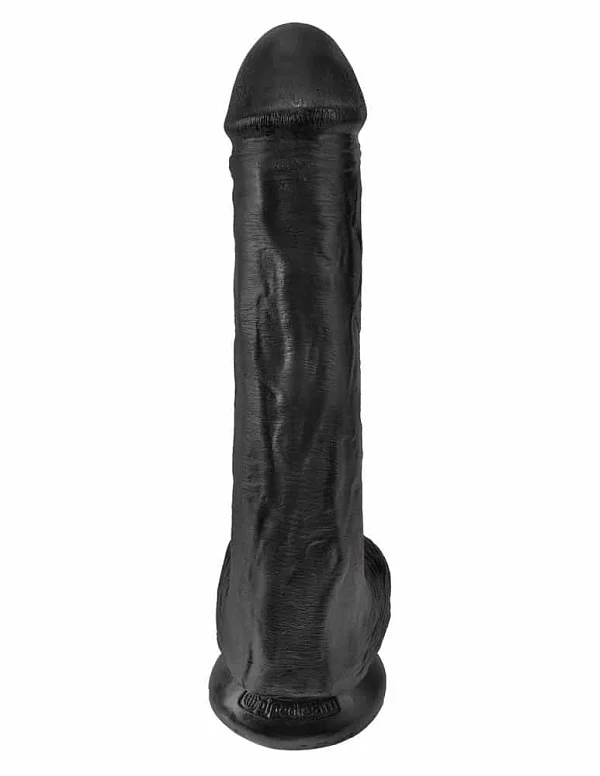 Dildo Clasic Cu Testicule, Negru, 33 Cm