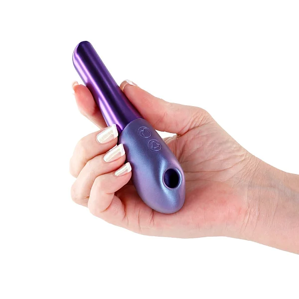 Vibrator Clitoridian Cu Air Pulse Seduction Nuvo, Mov Metalic, 12 Cm