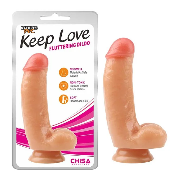 Dildo Clasic Cu Ventuza Keep Love Fluttering, Natural, 17 Cm