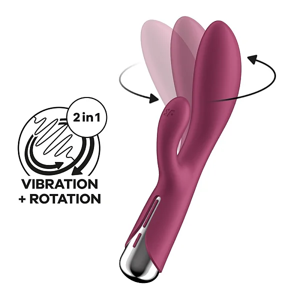 Vibrator Cu Rotatii Spinning Rabbit 1, Rosu, 20 Cm