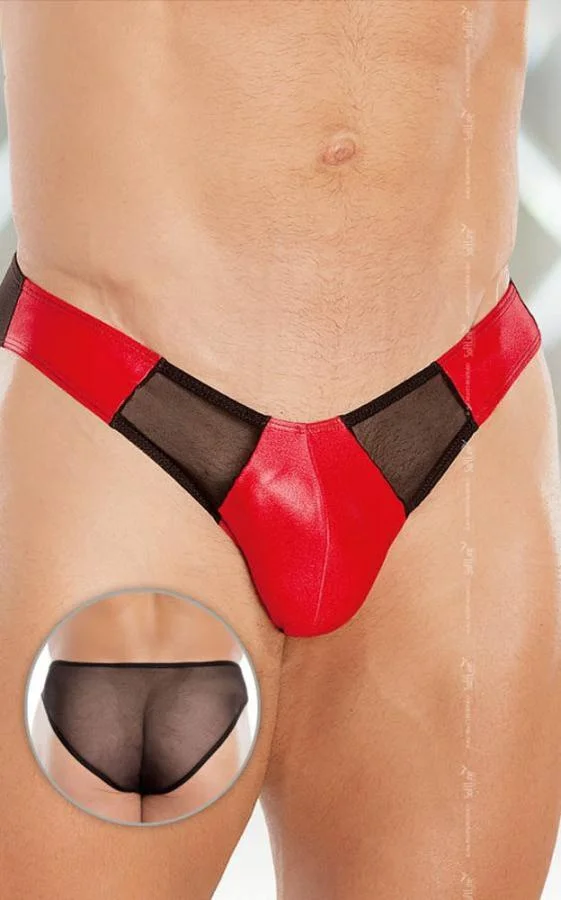 Chiloti Sexy Cu Plasa, Rosu Cu Negru, M/l