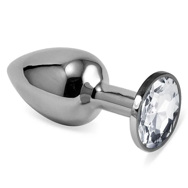 Dop Anal Cu Bijuterie Rosebud Classic Metal, Transparent, 6.5 Cm