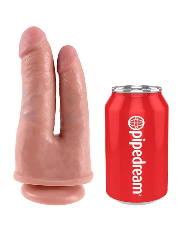 Dildo Dublu King Cock Double Penetrator, Natural, 20 Cm