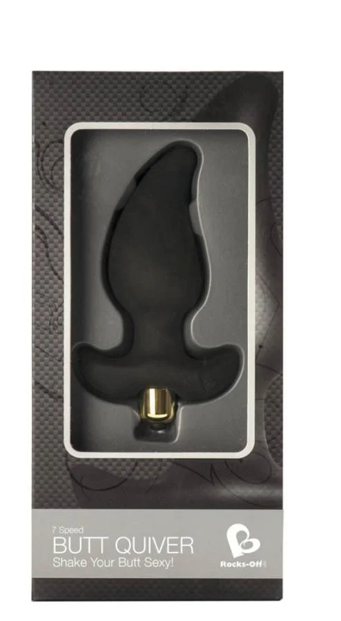 Dop Anal Cu Vibratii Butt Quiver, Negru, 9.5 Cm