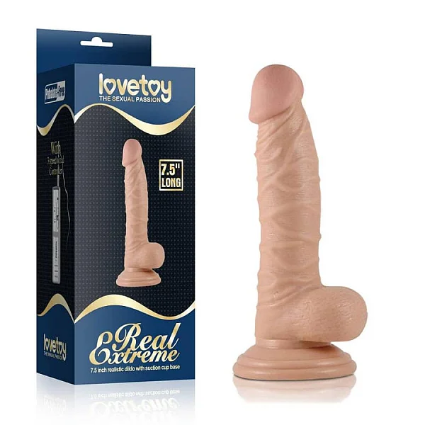 Vibrator Realistic Cu Ventuza Real Extreme Dildo, Natural, 19 Cm