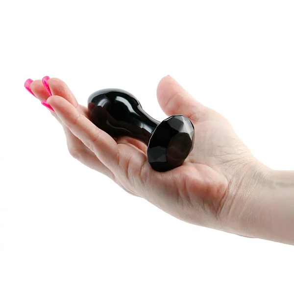 Dop Anal Din Sticla Crystal Gem, Negru, 9 Cm