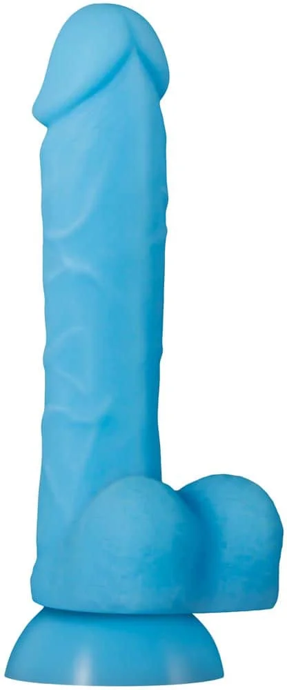 Dildo Realistic Fosforescent, Turcoaz, 20 Cm