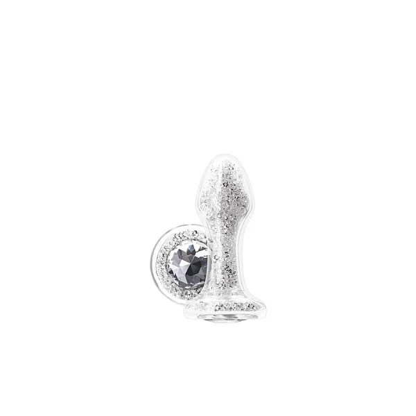 Dop Anal Din Sticla Stardust Glam, Alb, 9.5 Cm
