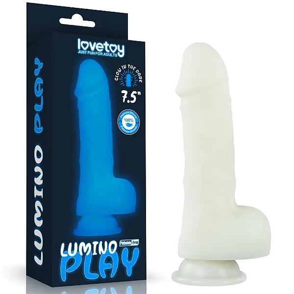 Dildo Fantezie Fosforescent Lumino Play, Alb, 19 Cm