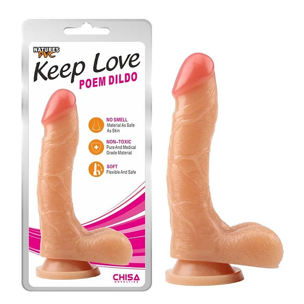 Dildo Clasic Cu Ventuza Keep Love Poem, Natural, 21 Cm