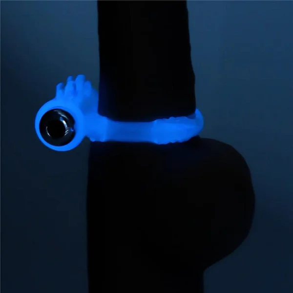 Inel Penis Fosforescent Cu Vibratii Lumino Play Vibrating Penis Ring 1, Albastru