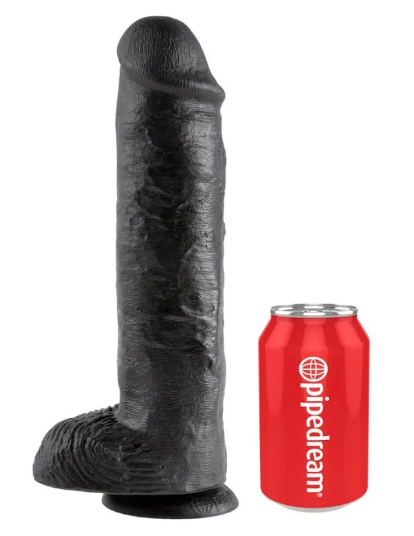 Dildo Clasic Cu Ventuza King Cock, Negru, 28 Cm