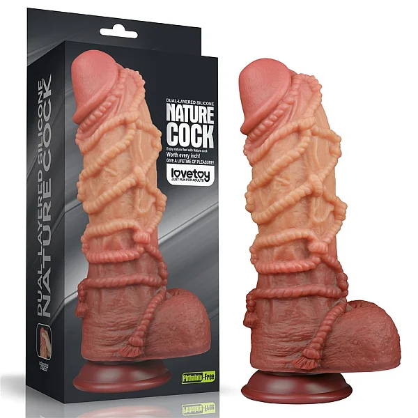 Dildo Realistic Extra Texturat Din Silicon Platinum Dublu-stratificat, Natural, 26.5 Cm