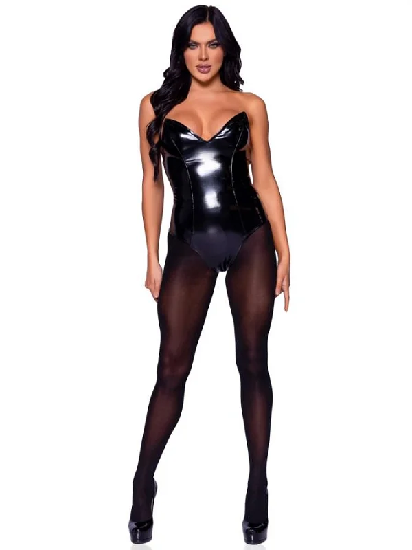 Body Negru Din Vinil  Tip Corset Leg Avenue Negru