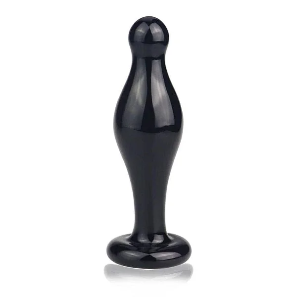 Dop Anal Din Sticla Borosilicata Glass Romance, Negru, 11 Cm