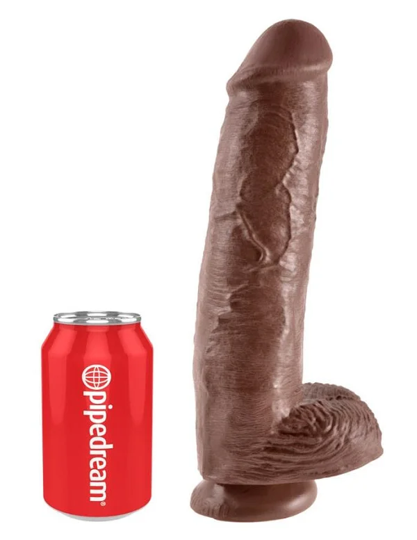 Dildo Realistic Cu Testicule King Cock, Brun, 28 Cm