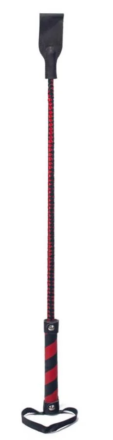 Cravasa Din Piele, Negru + Rosu, 66 Cm