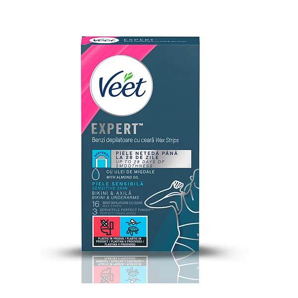 Benzi De Ceara Rece Veet Pentru Linia Bikinilor Si Axile, 16 Benzi