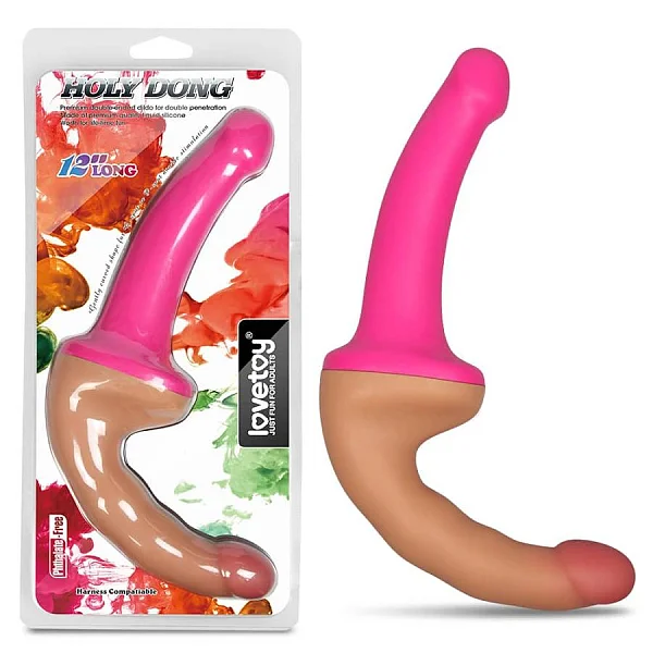 Dildo Clasic Dublu/strap-on, Natural, 30.5 Cm