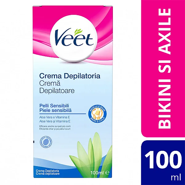 Crema Depilatoare Veet Pentru Piele Sensibila Bikini Si Axila, 100 Ml