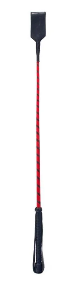 Cravasa Din Piele, Negru + Rosu, 66 Cm