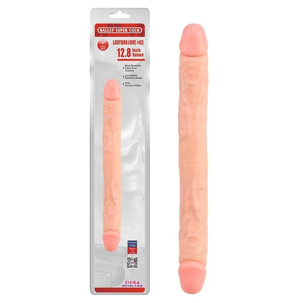 Dildo Clasic Dublu Ladybro Love, Natural, 32.5 Cm