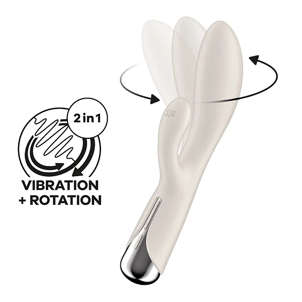 Vibrator Cu Rotatii Spinning Rabbit 1, Ivory, 20 Cm