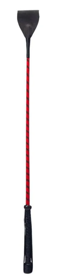 Cravasa Din Piele, Negru + Rosu, 66 Cm