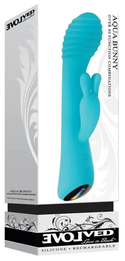 Vibrator Rabbit Aqua Bunny, Turcoaz, 21 Cm