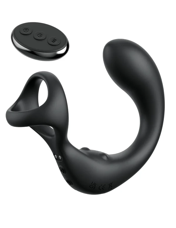 Stimulator Anal Cu Vibratii Si Inel Penis Anal Fantasy Elite Ass-gasm Taint-alizer, Negru, 10 Cm