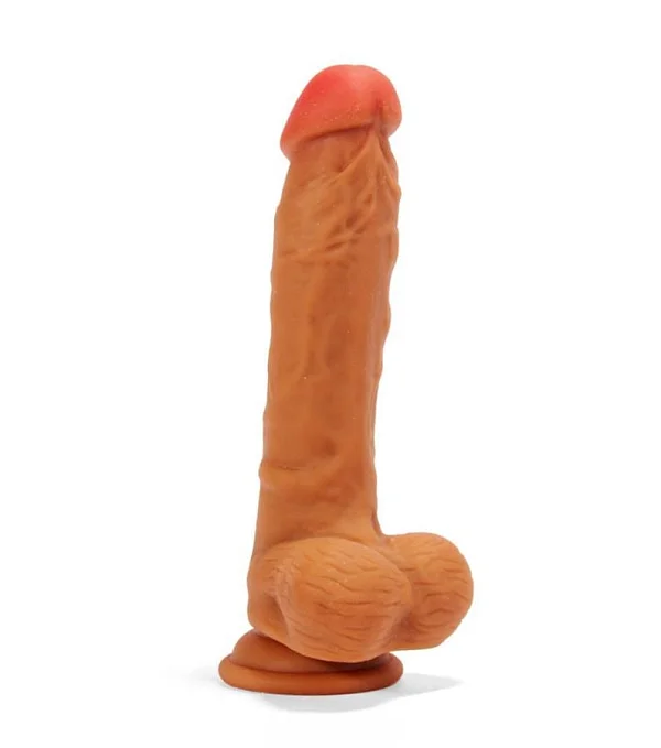 Dildo Realistic Dublu-stratificat, Brun, 21 Cm