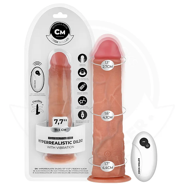 Vibrator Realist Cock Miller Cu Ventuza Si Telecomanda, 19.5 Cm