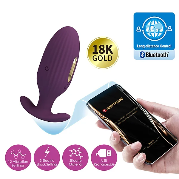 Vibrator Anal Cu Electro-stimulare Jefferson, Violet, 9 Cm