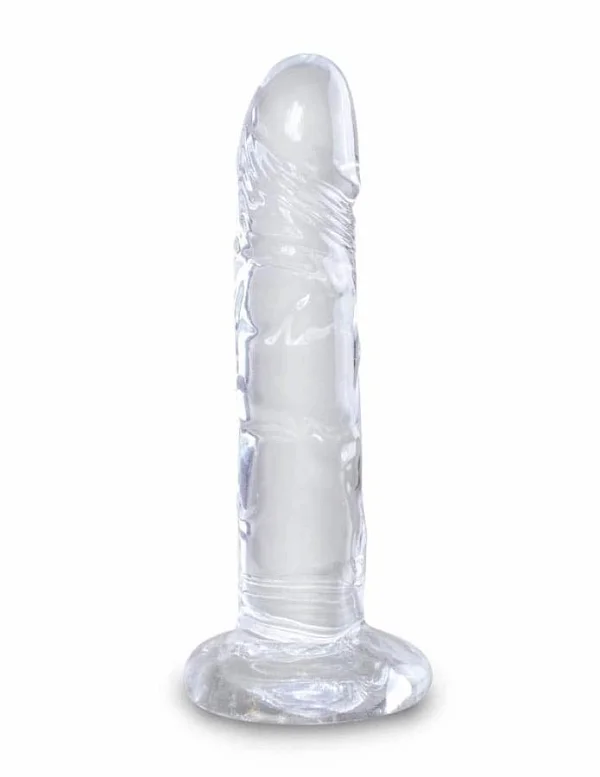 Dildo Clasic Cu Ventuza King Cock, Transparent, 15 Cm