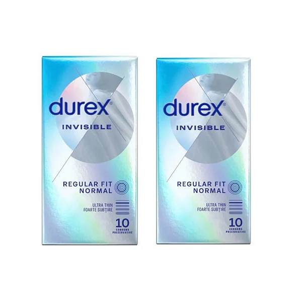Pachet Prezervative Durex Invisible Regular 2x10, 20 Bucati