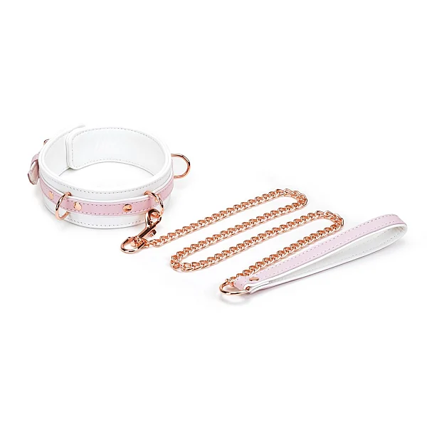 Zgarda Cu Lesa White & Pink Fairy Goat Leather