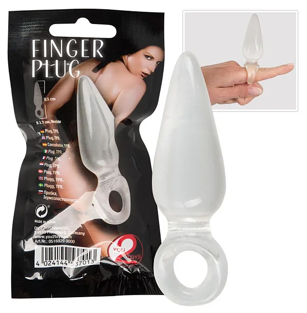 Dop Anal Cu Inel, Transparent, 9.5 Cm